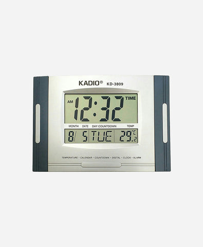 Kadio Digital Wall Clock (Grey, With Glass)